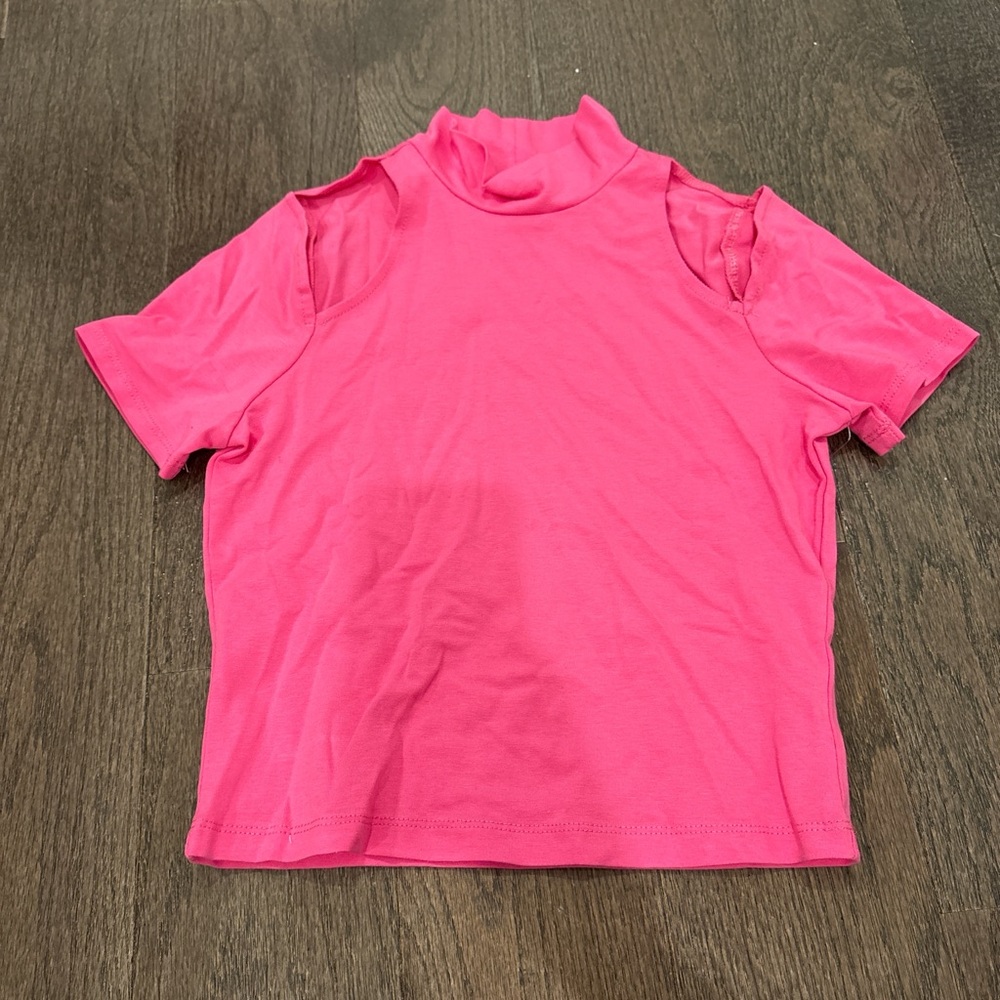 SO Bright Pink Cold Shoulder Tee